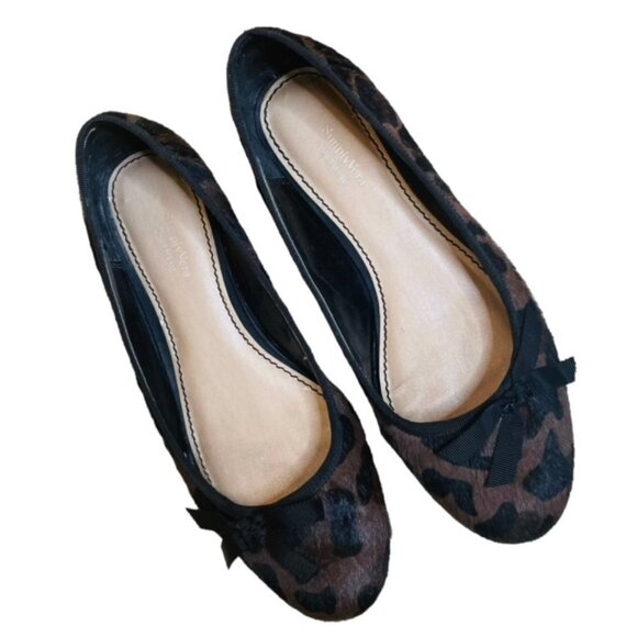 SIMPLY VERA VERA WANG Ganauche Cow Hair Leopard Print Ballet Flats - Size 8.5 - Picture 1 of 6
